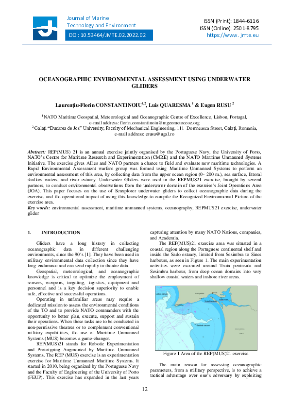 (PDF) Oceanographic Environmental Assessment Using Underwater Gliders