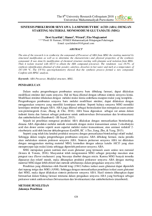 (PDF) Sintesis Prekursor Senyawa 2-AMINOBUTYRIC Acid (Aba) Dengan ...