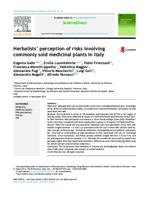 (PDF) Herbalists’ perception of risks involving commonly sold medicinal
