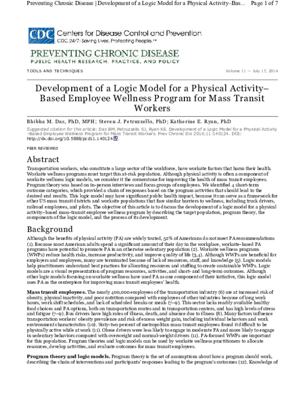 (PDF) Development of a logic model for a physical activity-based ...