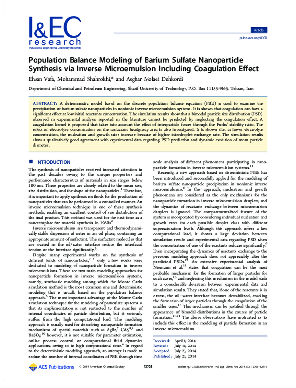 (PDF) Population Balance Modeling of Barium Sulfate Nanoparticle ...