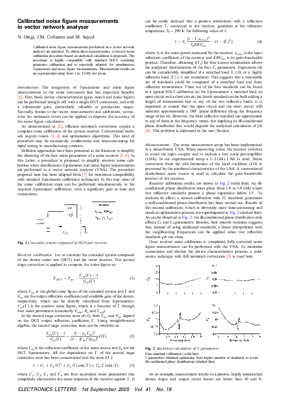 (PDF) Calibrated noise figure measurements in vector network analyser