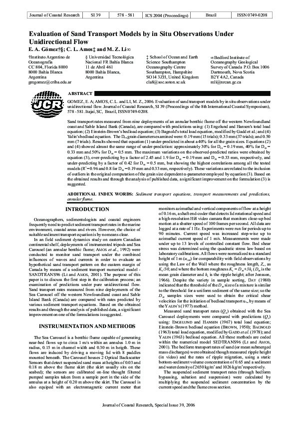 (PDF) Evaluation of sand transport models by in situ observations under ...