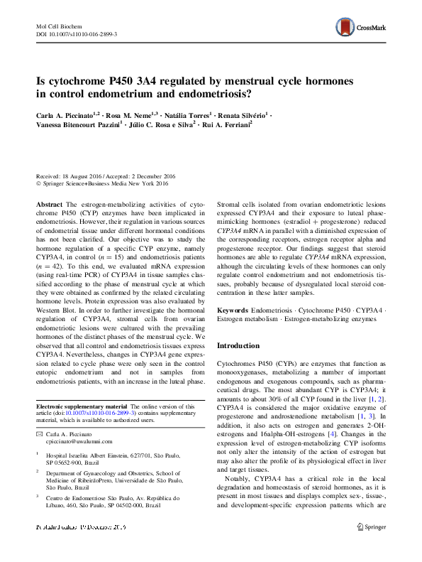 (PDF) Is cytochrome P450 3A4 regulated by menstrual cycle hormones in ...