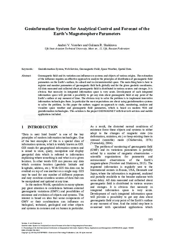 (PDF) Geoinformation System for Analytical Control and Forecast of the ...