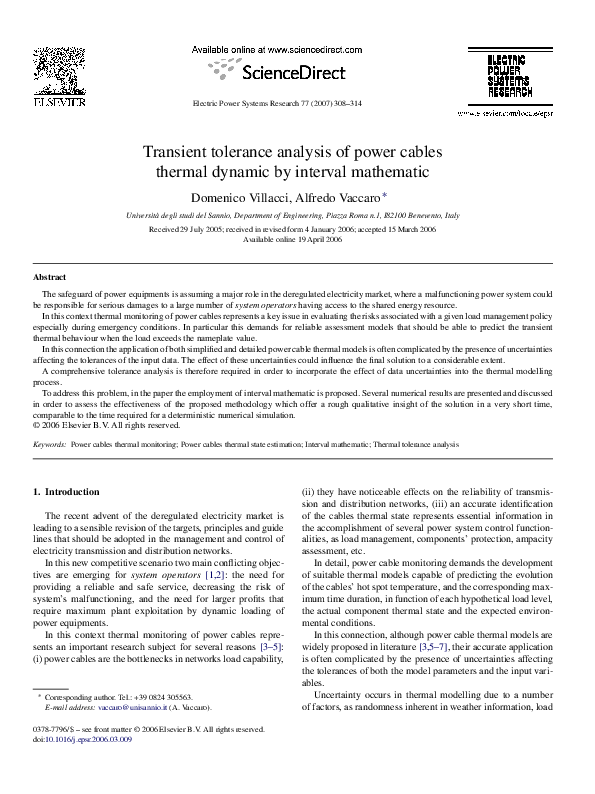 (PDF) Transient tolerance analysis of power cables thermal dynamic by ...