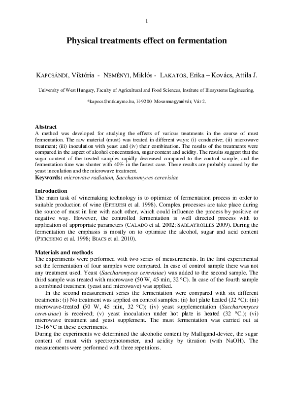 (PDF) Physical treatments effect on fermentation