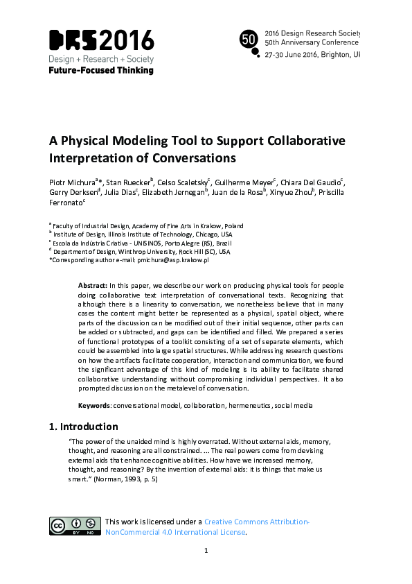 (PDF) A Physical Modeling Tool to Support Collaborative Interpretation ...