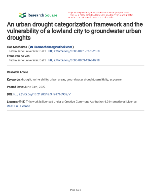 (PDF) An urban drought categorization framework and the vulnerability ...
