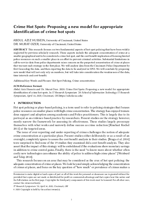 (PDF) Crime Hot Spots: Proposing a new model for appropriate ...