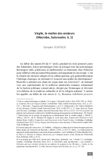 (PDF) Virgile, le maître des orateurs (Macrobe, Saturnales, V, 1)