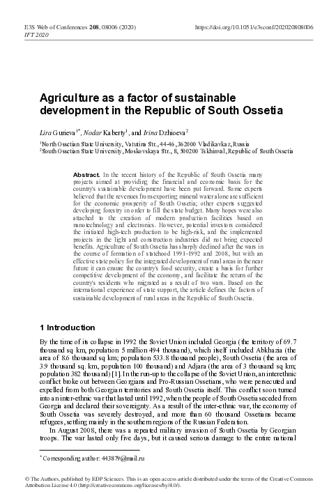 (PDF) Agriculture as a factor of sustainable development in the ...