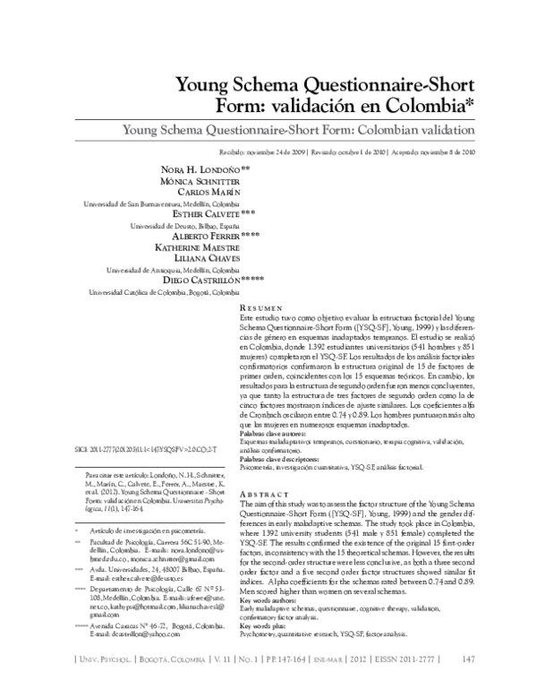 Young Schema Questionnaire Pdf Scoring – AFBUA