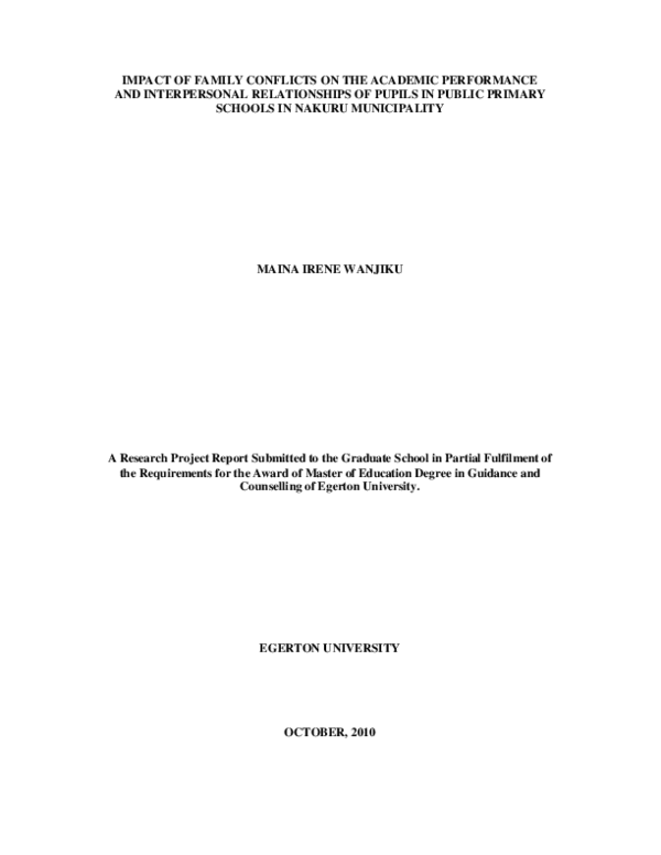 (PDF) Impact of family conflicts on the academic performance and ...