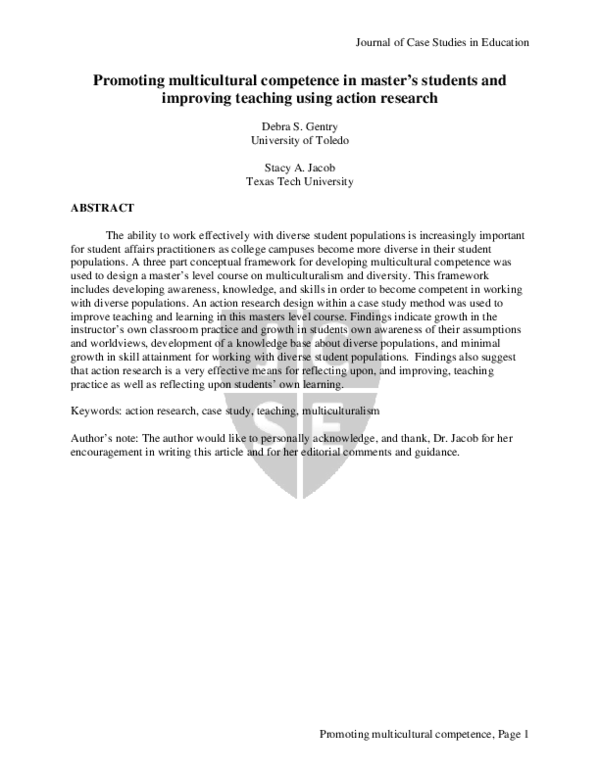 (PDF) Promoting Multicultural Competence in Master's Students and ...