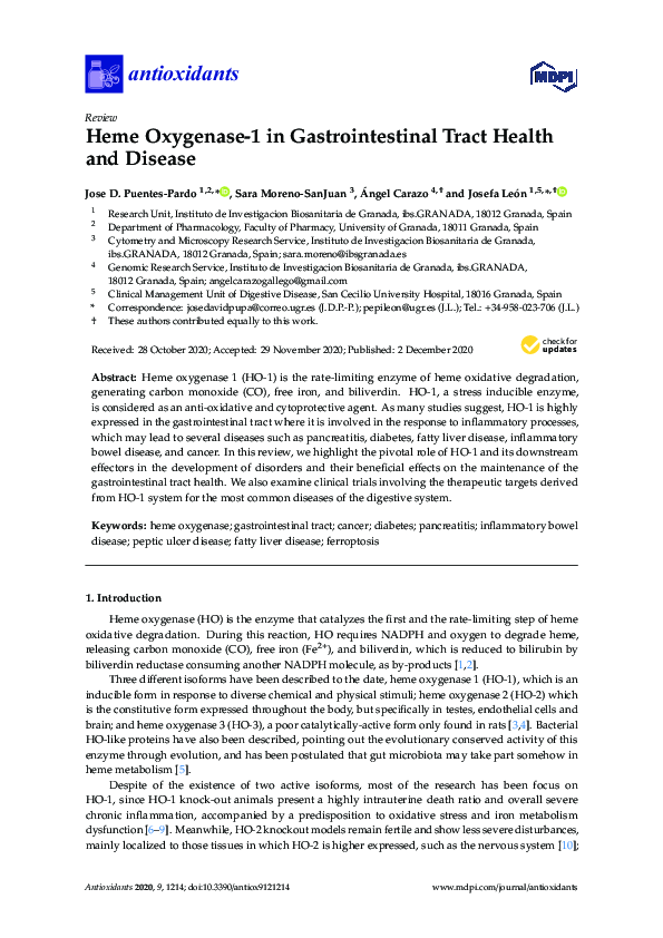 (PDF) Heme Oxygenase-1 in Gastrointestinal Tract Health and Disease