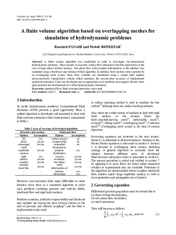 (PDF) A finite volume algorithm based on overlapping meshes for ...