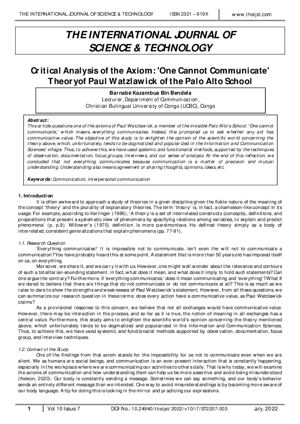 (PDF) THE INTERNATIONAL JOURNAL OF SCIENCE & TECHNOLOGY Critical ...
