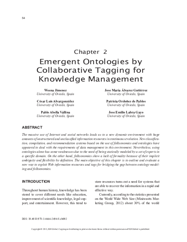 (PDF) Emergent Ontologies by Collaborative Tagging for Knowledge Management