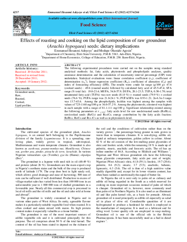 (PDF) Effects of roasting and cooking on the lipid composition of raw ...