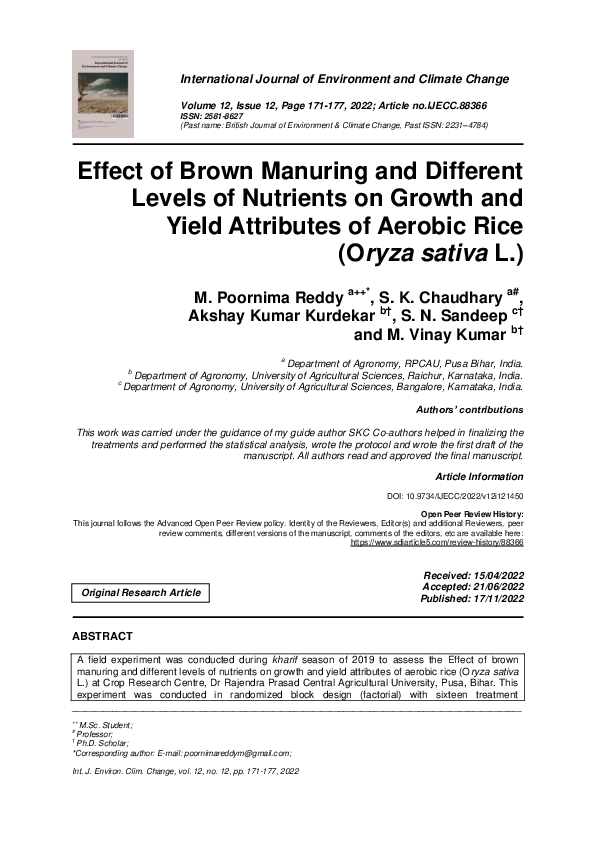 (PDF) Effect of Brown Manuring and Different Levels of Nutrients on ...
