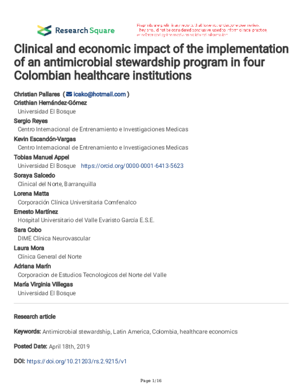(PDF) Clinical and economic impact of the implementation of an ...