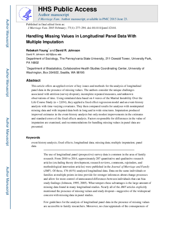 (PDF) Handling Missing Values in Longitudinal Panel Data With Multiple ...
