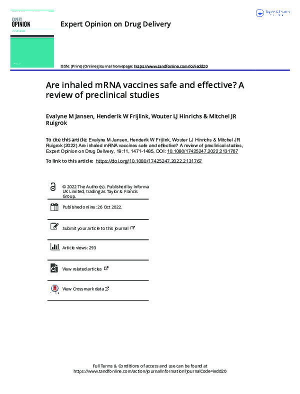 (PDF) Are inhaled mRNA vaccines safe and effective? A review of ...