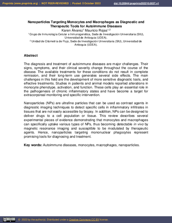 (PDF) Nanoparticles Targeting Monocytes and Macrophages as Diagnostic ...