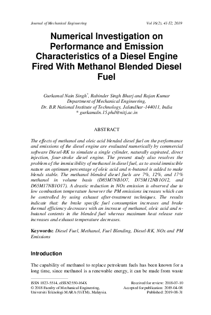 (PDF) Numerical Investigation on Performance and Emission ...