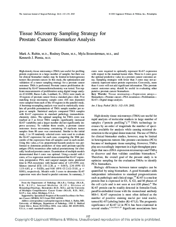 (PDF) Tissue Microarray Sampling Strategy for Prostate Cancer Biomarker ...