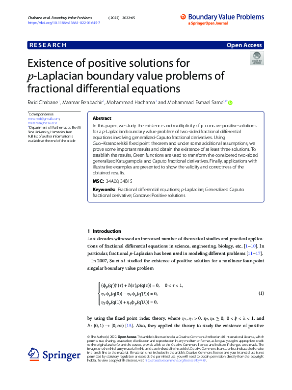 (PDF) Existence of positive solutions for p-Laplacian boundary value ...