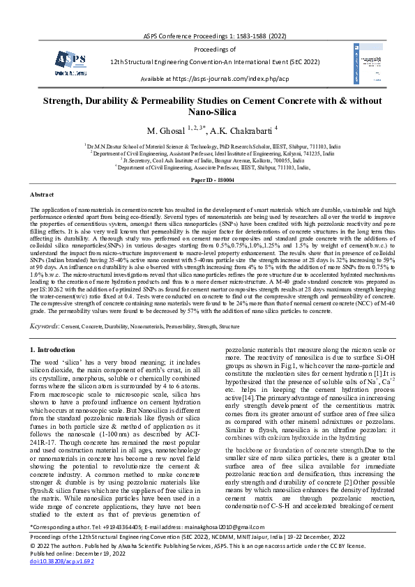 (PDF) Strength, Durability & Permeability Studies on Cement Concrete ...