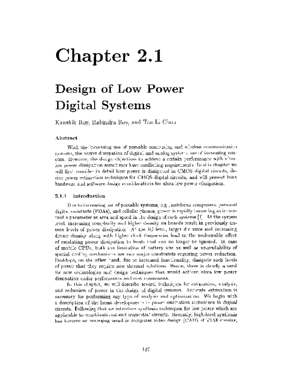 (PDF) Design of low power digital systems