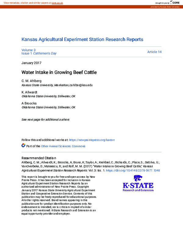 (PDF) Water Intake in Growing Beef Cattle Udaya Desilva Academia.edu