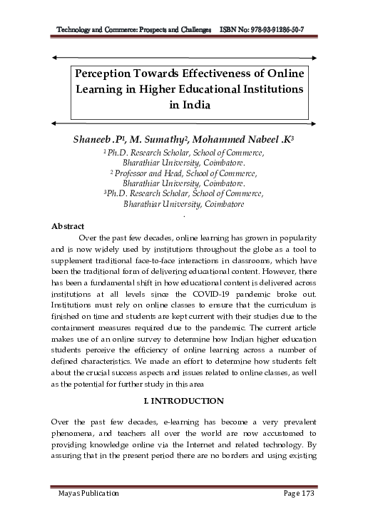 (PDF) Perception Towards Effectiveness of Online Learning in Higher ...