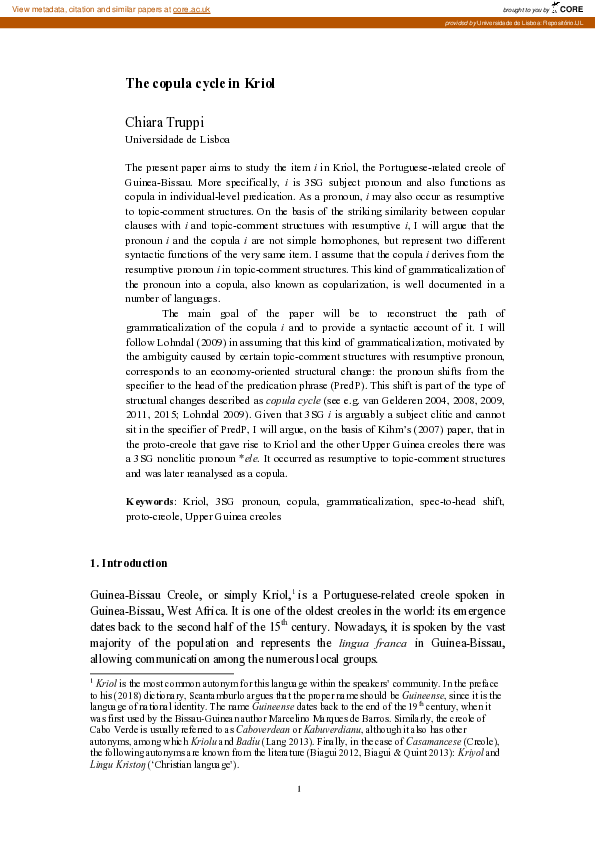 (PDF) The copula cycle in Kriol