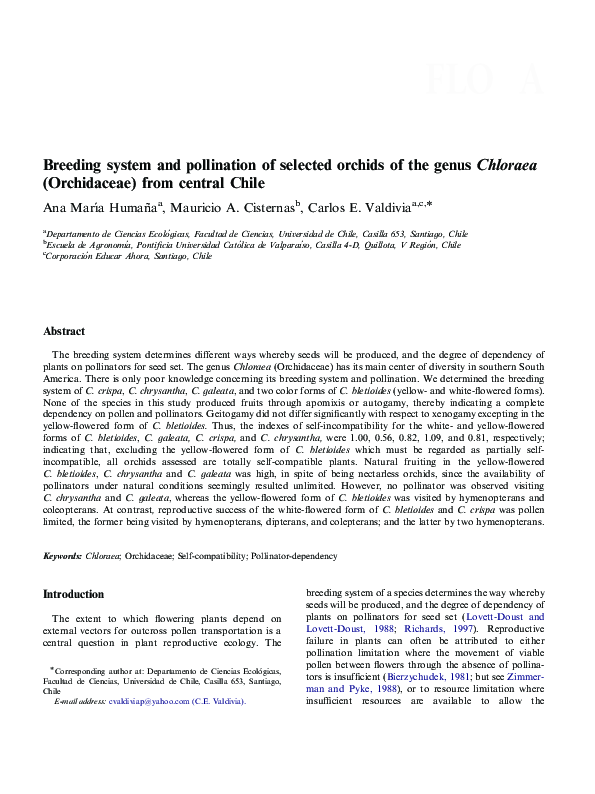 (PDF) Breeding system and pollination of selected orchids of the genus ...