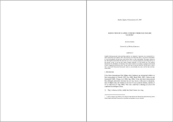 (PDF) Resolution of Ellipsis: Evidence from Old English Sluicing (1)