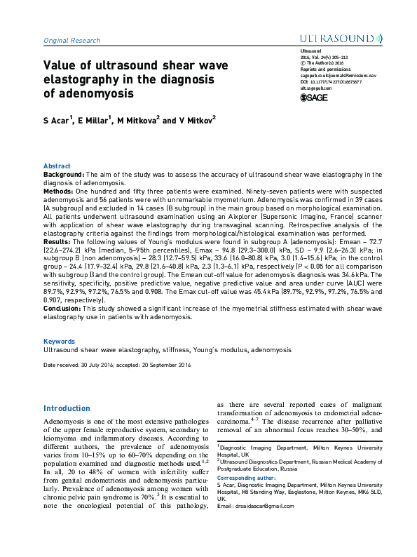 (PDF) Value of ultrasound shear wave elastography in the diagnosis of ...
