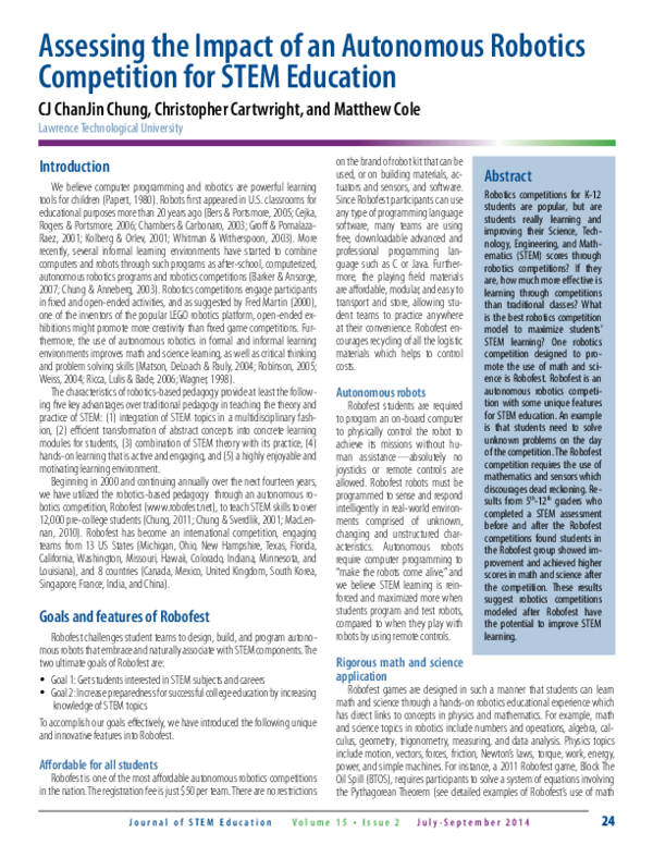 (PDF) Assessing the Impact of an Autonomous Robotics Competition for ...