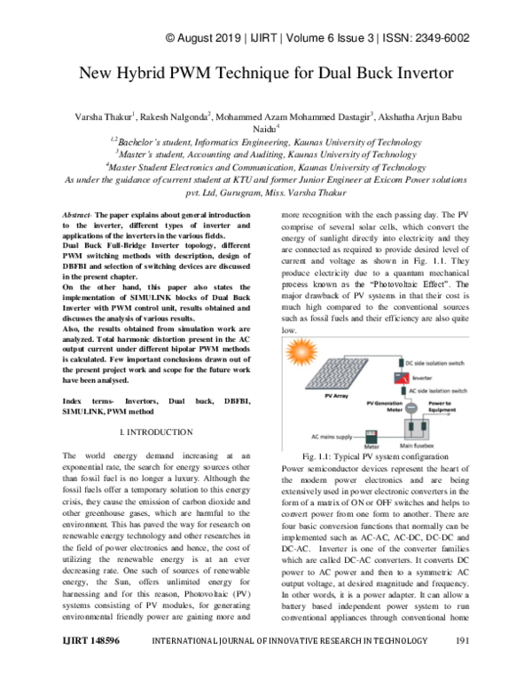 (PDF) New Hybrid PWM technique for dual buck inverter