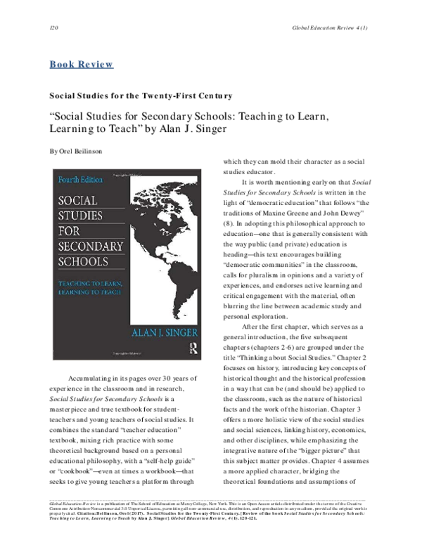 (PDF) Social studies for secondary schools : teaching to learn ...