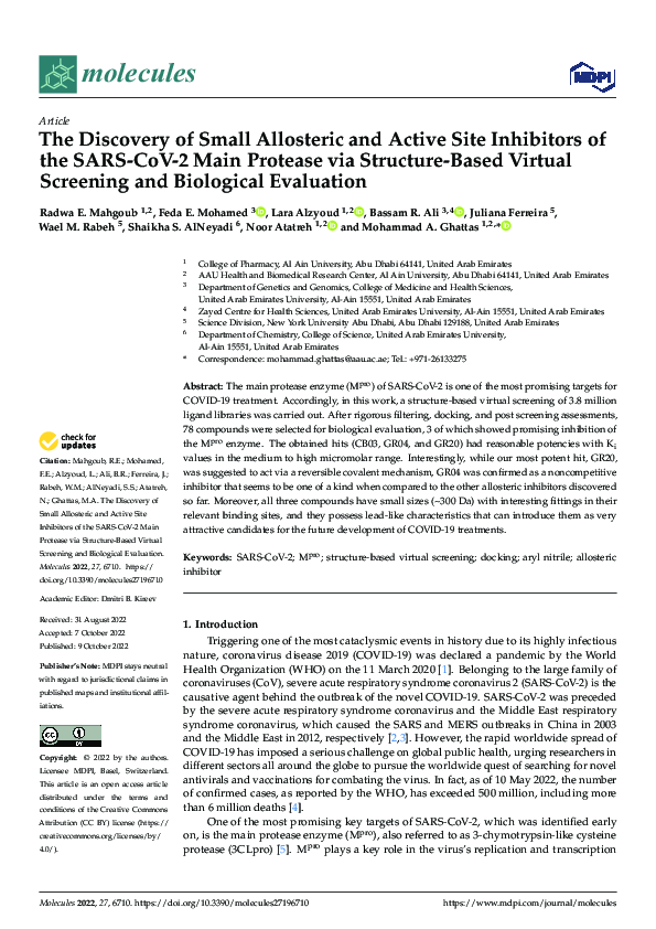 (PDF) The Discovery of Small Allosteric and Active Site Inhibitors of ...