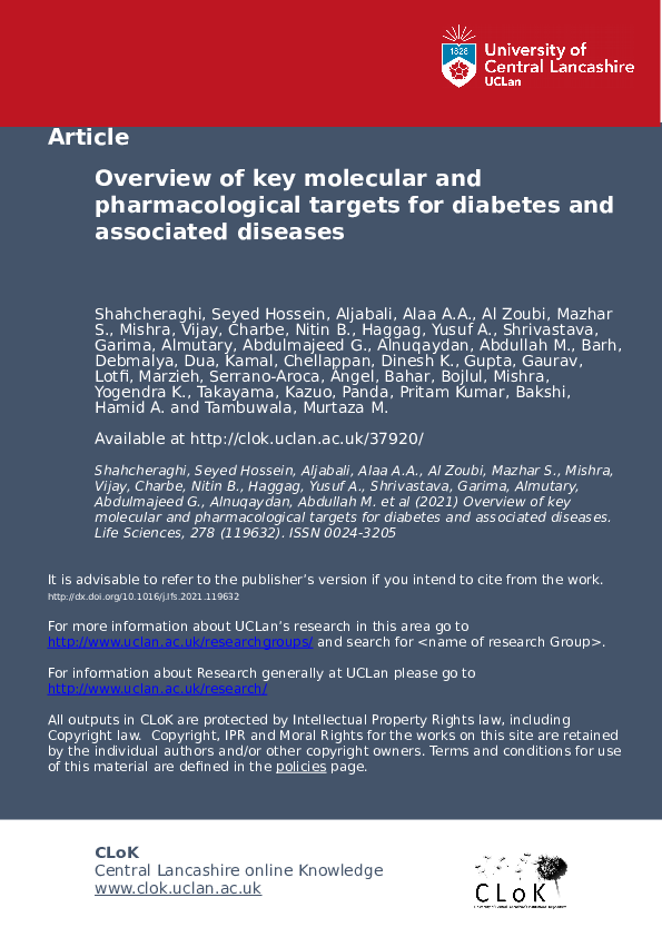 (PDF) Overview of key molecular and pharmacological targets for ...