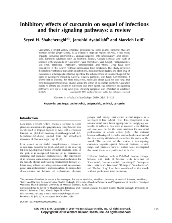 (PDF) Inhibitory effects of curcumin on sequel of infections and their ...