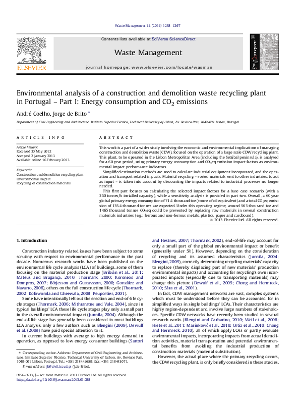 (PDF) Environmental analysis of a construction and demolition waste ...