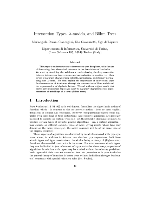 (PDF) Intersection Types and Böhm Trees