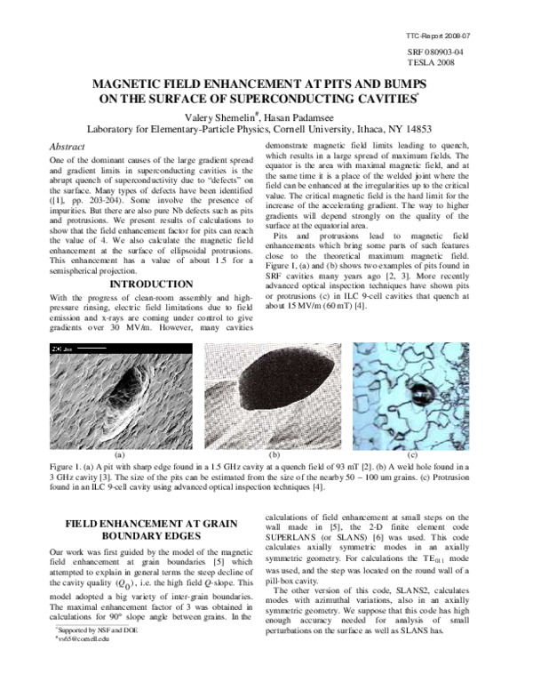 (PDF) Magnetic Field Enhancement at Pits and Bumps on the Surface of ...