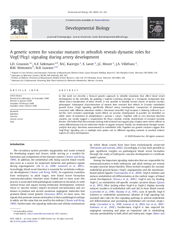 (PDF) A genetic screen for vascular mutants in zebrafish reveals ...
